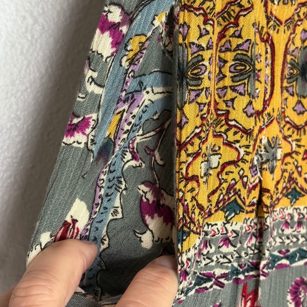 Umgee Boho Mixed Patchwork Crinkle Gauze Paisley Wide Leg Palazzo Pant Small - Picture 5 of 11